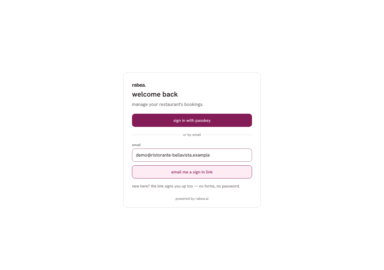 Ausgefülltes E-Mail-Feld kurz vor dem Klick auf „email me a sign-in link"